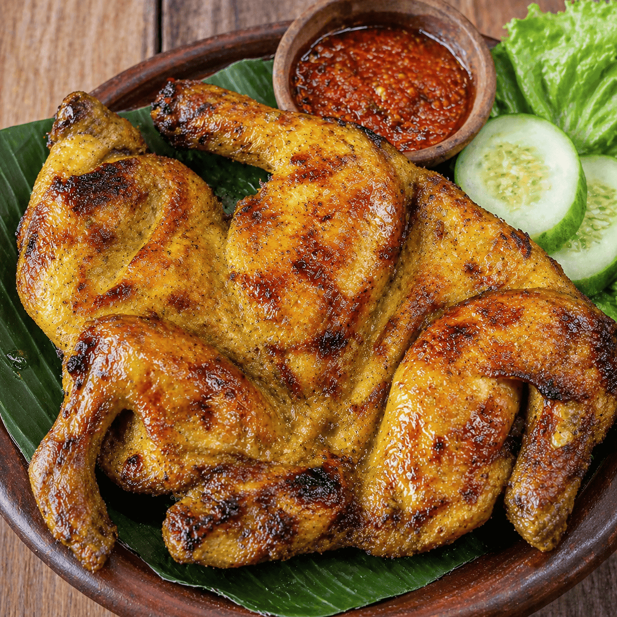 Ayam Bakar Kuning 1/2 Ekor dengan lalap dan sambal